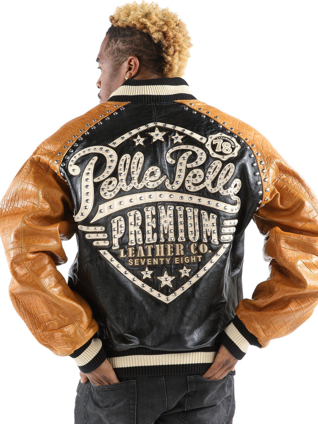 Brown Pelle Pelle Leather Varsity Jacket