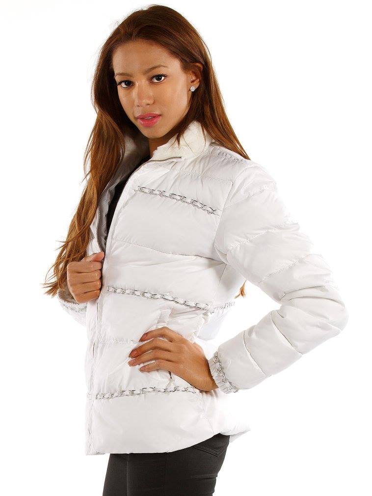 Pelle Pelle Ladies White Stud Puffer Jacket