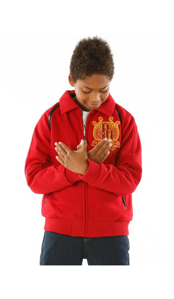 Pelle Pelle Kids Red Wool Zipper Jacket