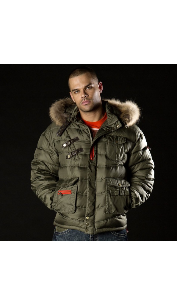 Pelle Pelle Men Green Puffer Fur Hood Jacket