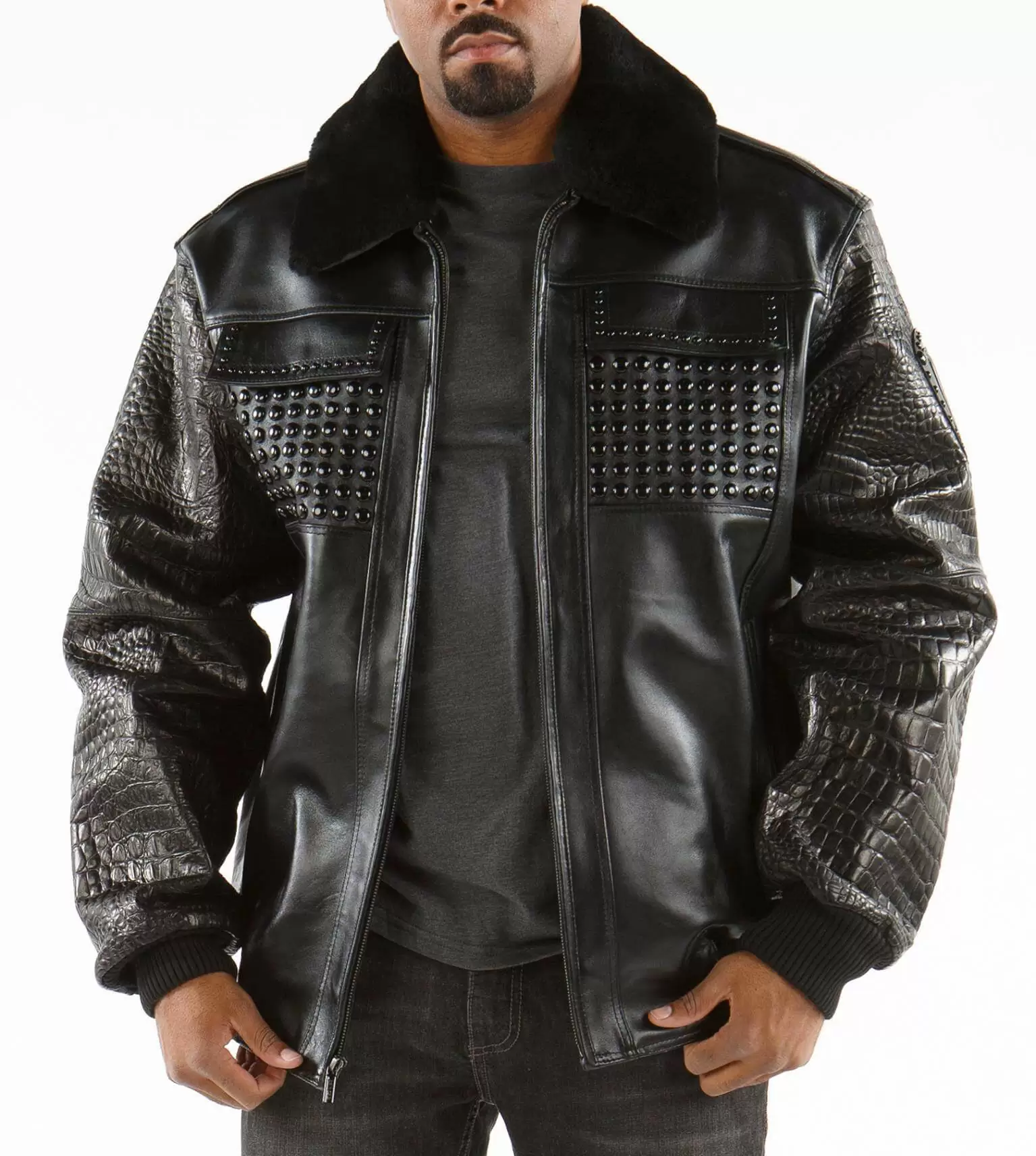 Pelle Pelle Black Fur Collar MB Leather Jacket