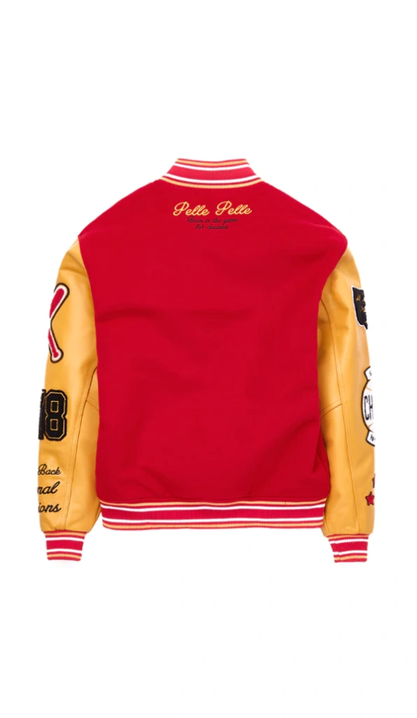 Pelle Pelle Red Yellow Wool Varsity Jacket