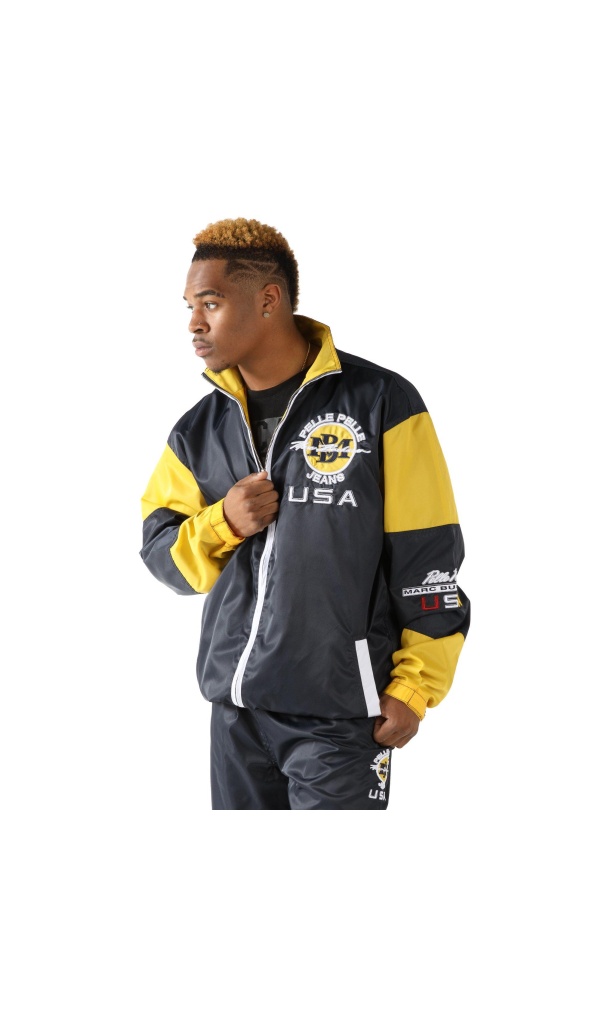 Pelle Pelle Yellow Black Nylon USA Tracksuit