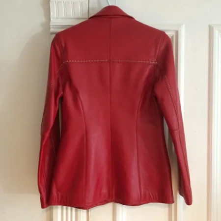 Women Pelle Pelle Red Leather Long Coat