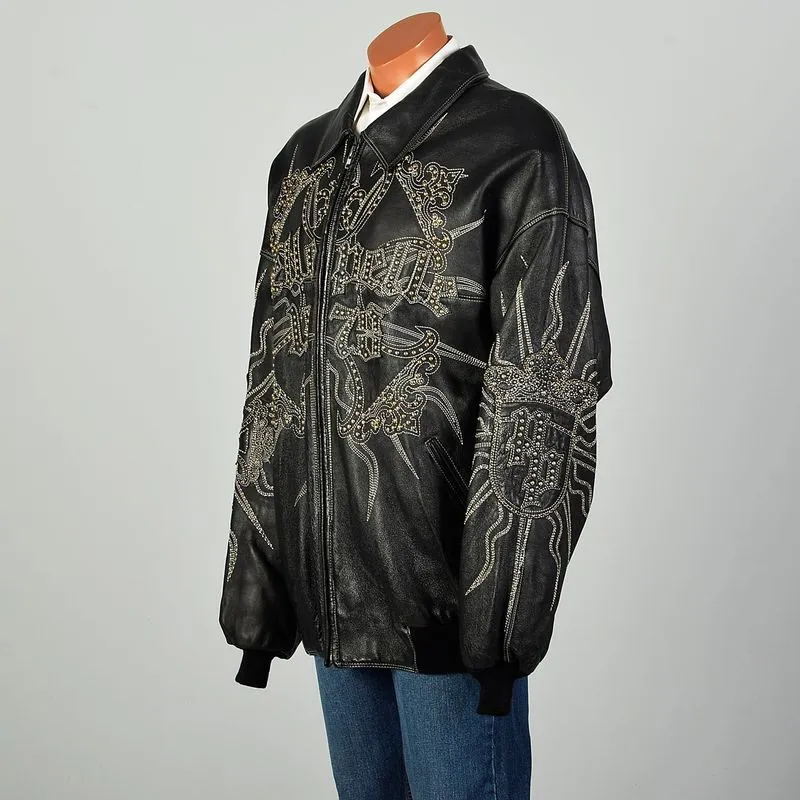 Pelle Pelle Black Encrusted Leather Jacket view 3