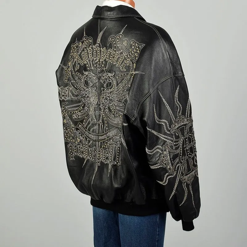 Pelle Pelle Black Encrusted Leather Jacket view 2