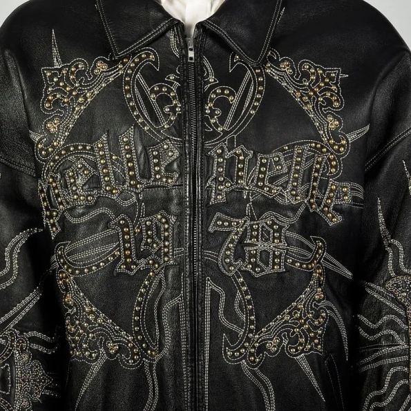Pelle Pelle Black Encrusted Leather Jacket