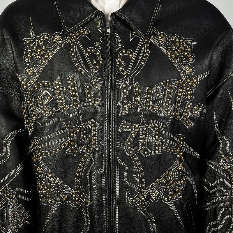 Pelle Pelle Black Encrusted Leather Jacket view 1