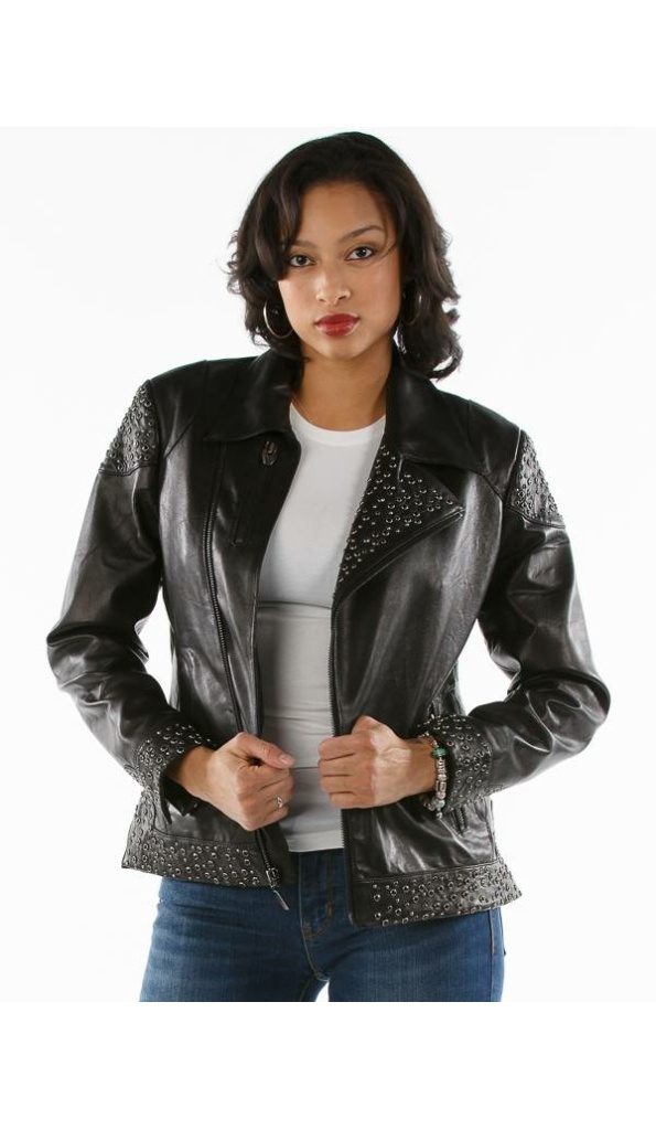 Pelle Pelle Women Black Leather Stud Jacket