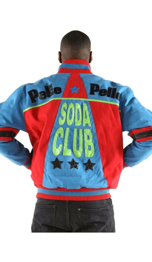 Soda Club Pelle Pelle Red Blue Varsity Wool Jacket