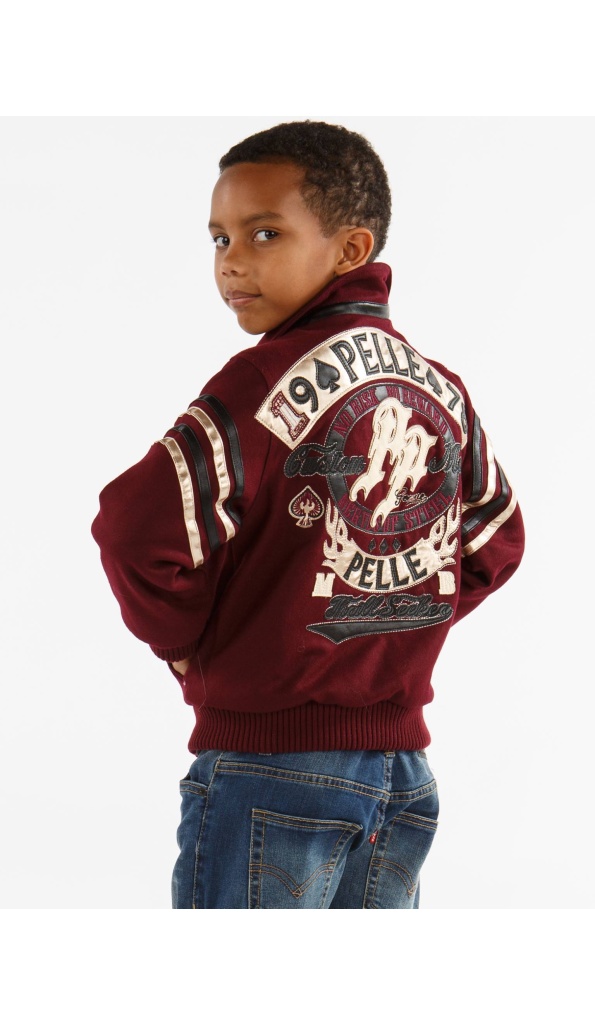 Kids Pelle Pelle No Risk No Reward Maroon Jacket