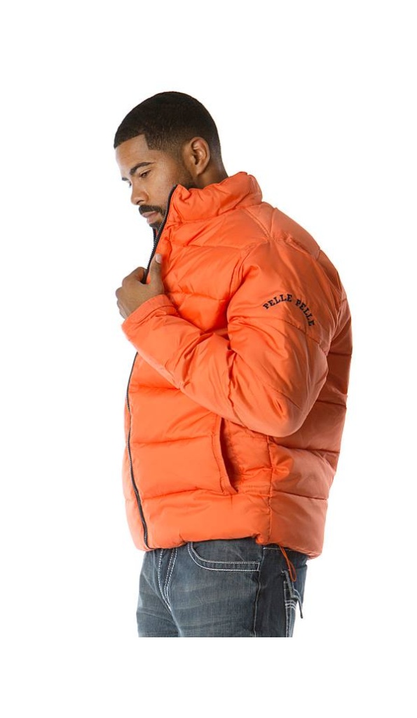 Pelle Pelle Men Orange Puffer Zipper Jacket