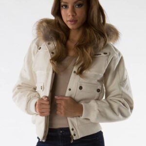 Bold Pelle Pelle White Fur Hooded Jacket view 1