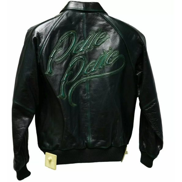 Black With Green Stripes Leather Jacket