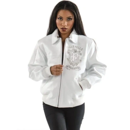 Men's Pelle Pelle Studded White Leather Jacket - Victoria Jacket