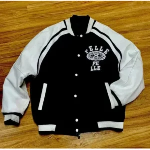 Pelle Pelle Black White Varsity Jacket | Wool Jacket