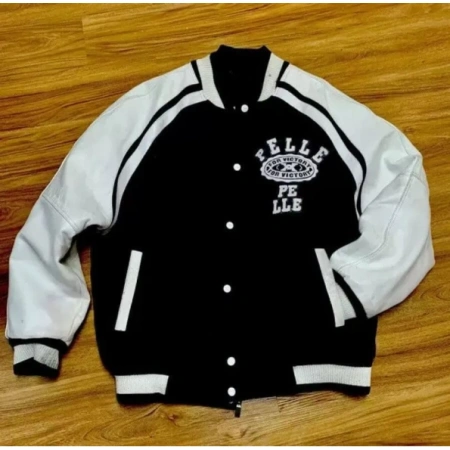 Pelle Pelle Black White Varsity Jacket | Wool Jacket