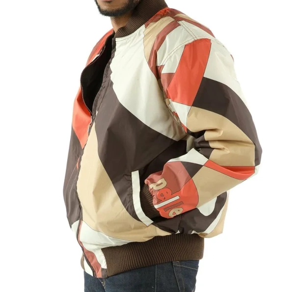 Pelle Pelle Brown Bomber Men Jacket | Abstract Pattern view 1