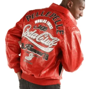 Pelle Pelle Soda Club Red Jacket | Croc Leather Jacket view 2
