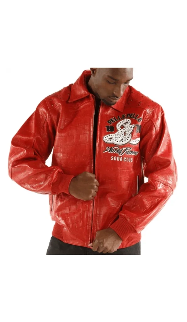 Pelle Pelle Soda Club Red Jacket | Croc Leather Jacket
