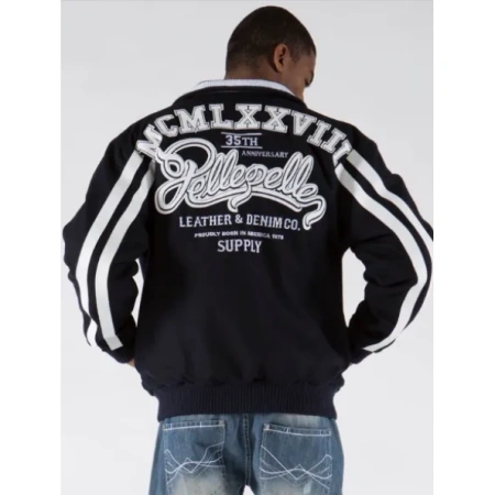 Pelle Pelle Navy Blue 35th Anniversary Jacket | Wool Jacket view 2
