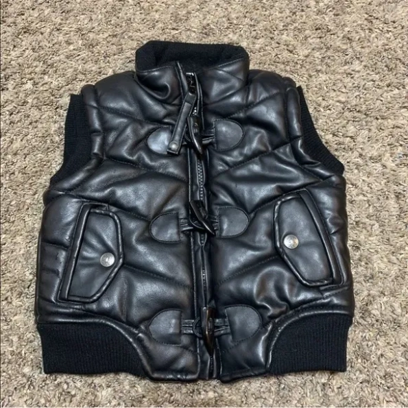 Pelle Pelle Black Leather Puffer Vest