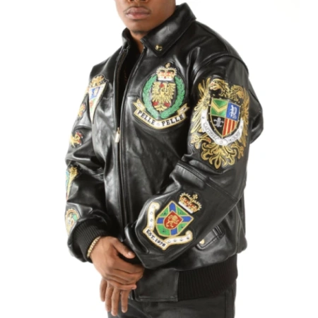 Pelle Pelle Patched Black Leather Jacket | Men Jacket view 4