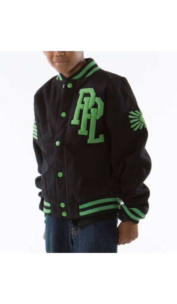 Pelle Pelle Green Black Kids Varsity Jacket | Wool Jacket