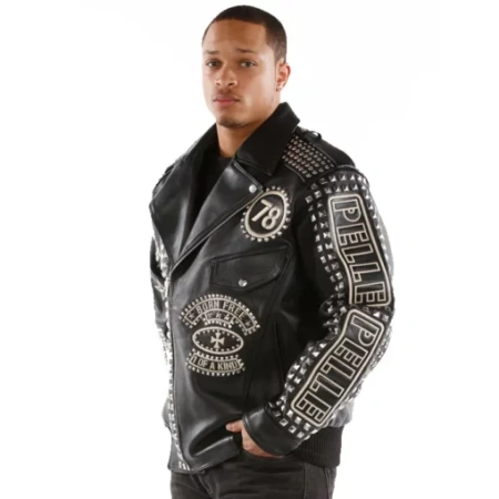 Bold Pelle Pelle Black Nation Stud Leather Jacket | Rebel Soul view 4