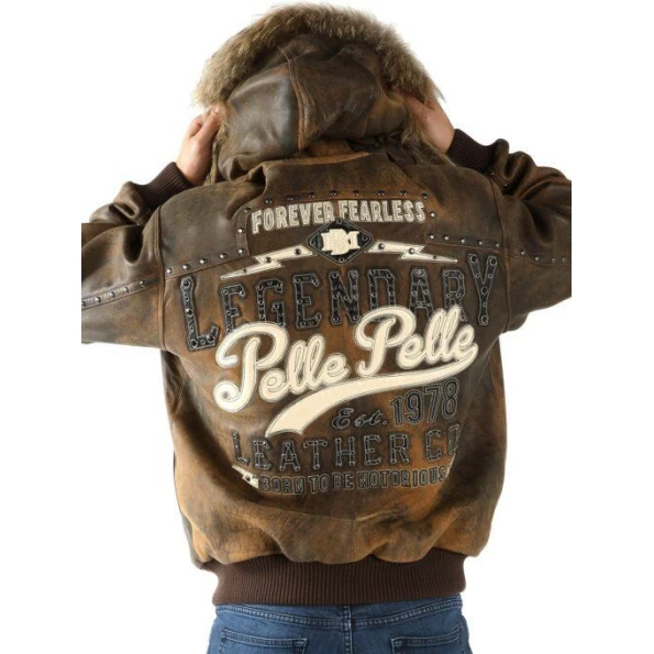 Pelle Pelle Forever Fearless Brown Jacket | Fur Hood Jacket view 2