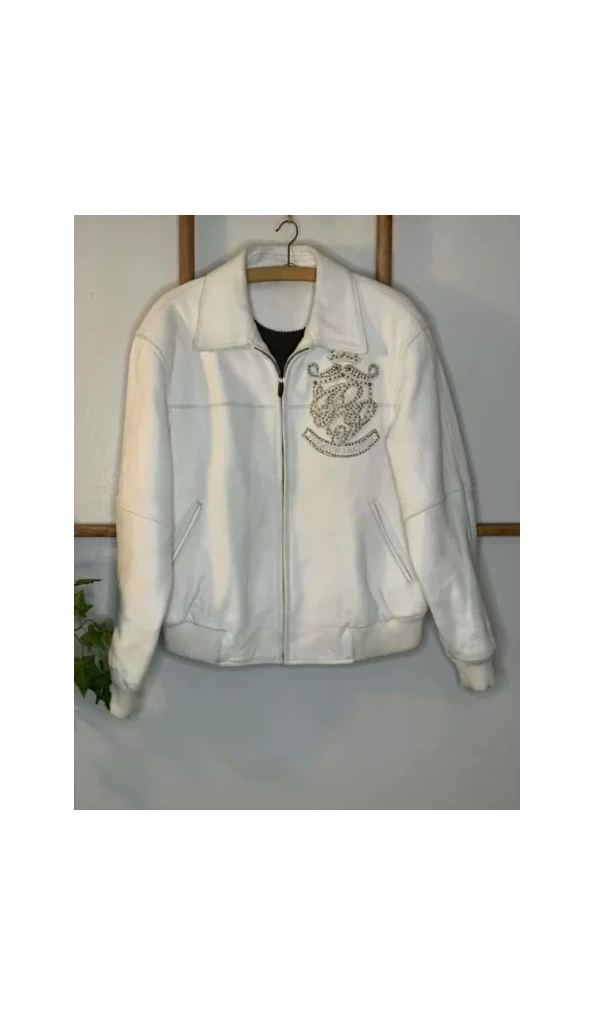 Pelle Pelle White Premium Leather Stud Jacket | Men & Women