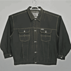 Best Pelle Pelle Men Denim Black Jacket | Buttoned Lining