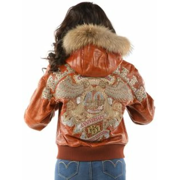 Pelle Pelle Women Brown Leather Jacket | Fur Hood