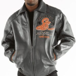 Pelle Pelle Men Grey MB Leather Jacket | Soda Club jacket