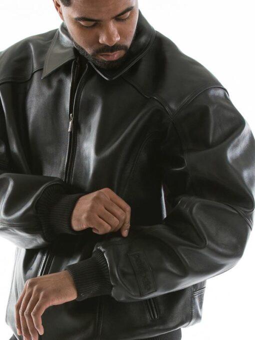 Pelle Pelle Black Applique Leather Jacket | Men Jacket