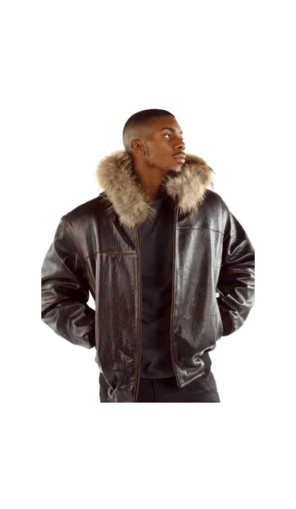 Pelle Pelle Fur Hood Script Leather Jacket | Men Jacket