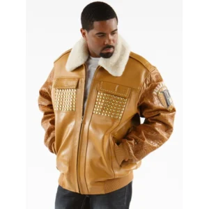 Pelle Pelle Brown Fur Collar Leather Jacket | Men  Jacket view 1