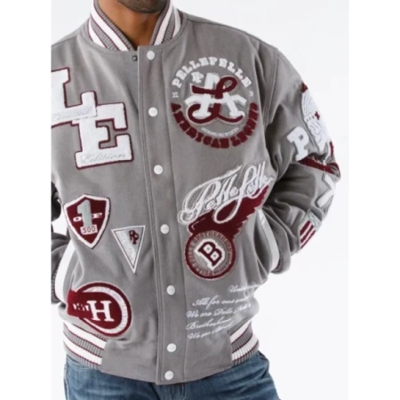 Pelle Pelle American Men Grey Varsity Jacket | Wool Jacket