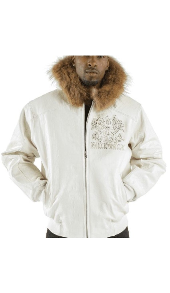 Pelle Pelle Fur Hood White Leather Jacket | Forever Fearless