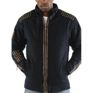 Pelle Pelle Navy Blue Wool Studded Jacket | Men Jacket