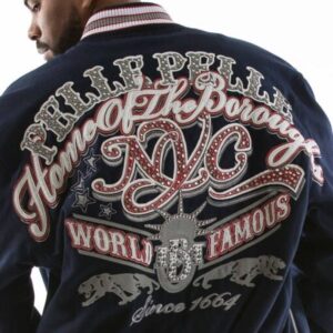Pelle Pelle Navy Blue New York Wool Jacket | Varsity Jacket view 2