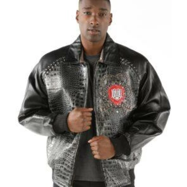 Pelle Pelle Men Crocodile Leather Jacket | Black Red Jacket view 2