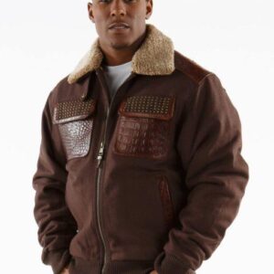Pelle Pelle Studded Gator Fur Collar Jacket | Wool Jacket view 2
