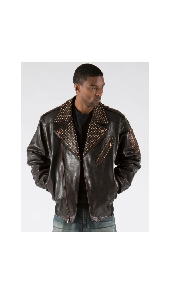 Pelle Pelle Biker Brown Leather Studs Jacket | Men Jacket
