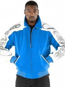 Pelle Pelle Blue Scripted Wool Jacket | Men Jacket
