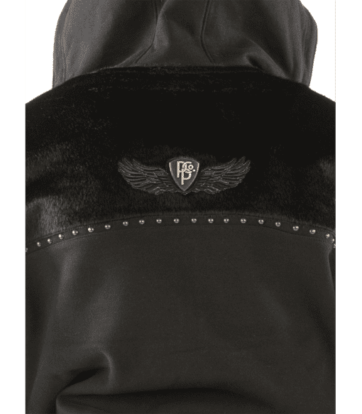 Pelle Pelle Black Ornate Wool Stud Jacket | Hood Jacket view 4