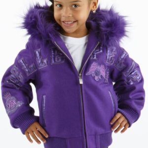 Pelle Pelle Kids Purple MB Wool Jacket | Fur Hood Jacket
