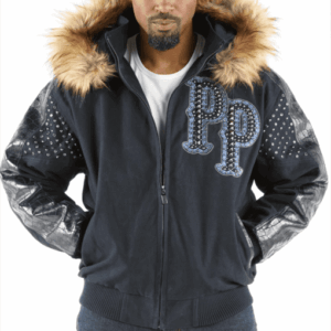 Pelle Pelle Black Blue Fur Hood Jacket | Airbourne Jacket
