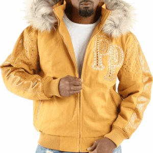 Pelle Pelle Airbourne Fur Hood Men Jacket | Yellow Jacket