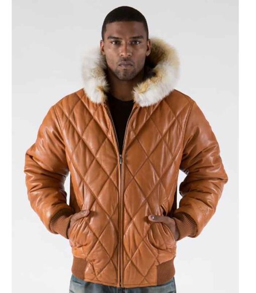 Pelle Pelle Brown Quilted Fur Hood Jacket